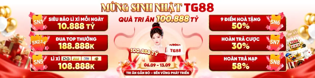 TG88 ⭐ Trang Chủ Chính Thức T9/2026 | Link TG88 Hốt Liền +188K 9 Mừng sinh nhật tg88 thưởng 100 tỷ